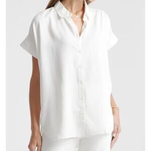 NWOT Quince Women's Vintage Wash Tencel Oversized Camp Shirt White Size XS